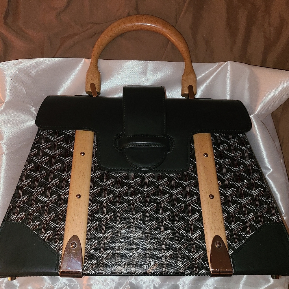 SOLD!! - Goyard Saigon MM Black Coated Canvas Satchel